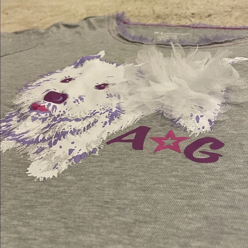 American Girl Gray and Purple Dog Tee